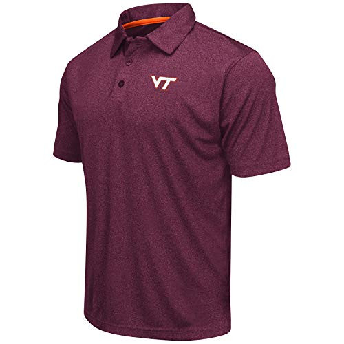 Colosseum Mens NCAA Heathered Trend-Setter GolfPolo Shirt-Virginia Tech Hokies-Heathered Maroon-XXL