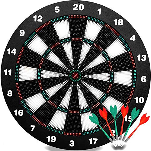 Soft Tip Dart Board for Kids Safety Darts and Kids Dart Board Set - 16_5 Inch Rubber Dart Board with 6 Soft Tip Darts for Children and Adults Office and Family Time