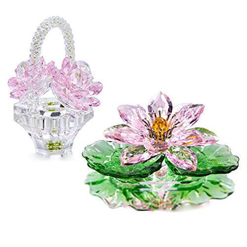 H D HYALINE   DORA Handmade Crystal Flowers Figurines Home Decor Paperweight