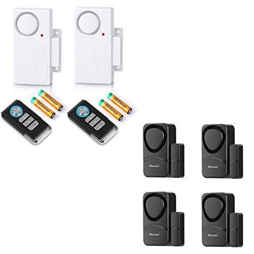 Wsdcam 2 Pack Window Door Alarm with Remote   4 Pack Window Alarms - Burglar Alarm Magnetic Sensors for Home Security Kids Safety Pool Safety