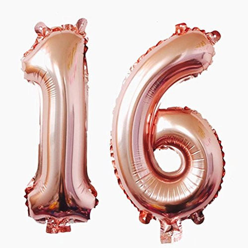 KEYYOOMY 40 inch Number 16 Mylar Balloons Rose Gold Sweet Sixteen Jumbo Foil Number Balloon for Sweet 16 Birthday Party Anniversary Celebrate Parties Decoration (40 inch? Rose Gold Color) KEYYOOMY 40 inch Number 16 Mylar Balloons Rose Gold Sweet Sixteen Jumbo Foil Number Balloon for Sweet 16 Birthday Party Anniversary Celebrate Parties Decoration (40 inch? Rose Gold Color)