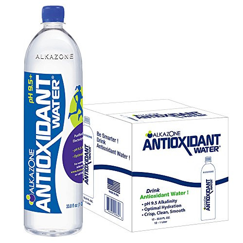 Alkazone Antioxidant Alkaline Bottled Water l Enhanced with Antioxidants l Purified Water with Electrolytes Added for Taste l pH Balanced to 9_5 l 33_8 oz Pack of 12