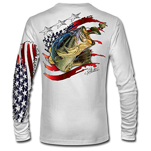 Jason Mathias American Flag Bass LS High Performance Long Sleeve T-Shirt White Large