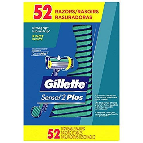 Mens Gillette Sensor PLUS2 Disposable Razor with Powder Lubrastrip 52 Razors Box Rastrillos desechable Gillette 52 piezas_