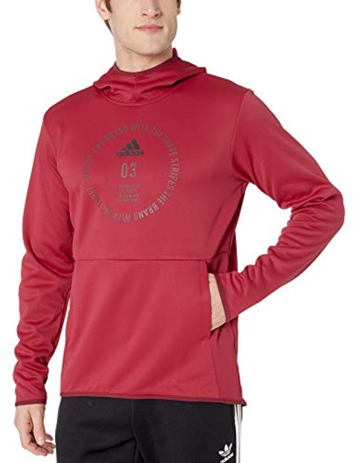 adidas Mens Team Issue Badge of Sport Hoodie Active MaroonBlack XX-Large
