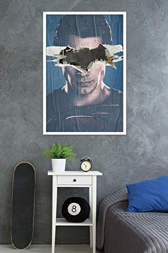 Trends International DC Comics Movie-Batman v Superman Teaser Wall Poster 22_375 x 34 White Framed Version