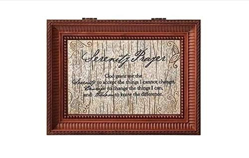Roman B0169 Music Box Serenity Prayer Brown Music Box Plays How Great Thou Art 3-inch Height Large