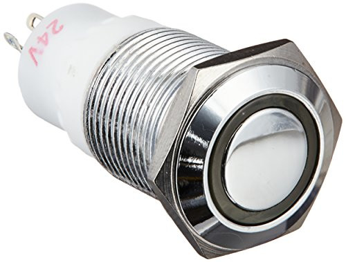 Uxcell 24V 3A LED SPDT Latching Stainless Steel Push Button Switch, 16mm