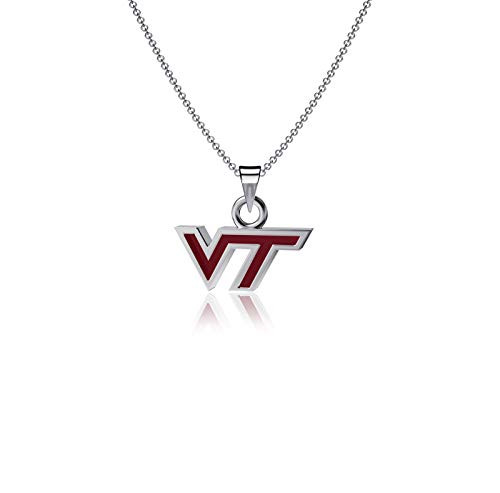Dayna Designs Virginia Tech University Pendant Necklace - Enamel Hokies VT Logo - Sterling Silver Jewelry Small for WomenGirls