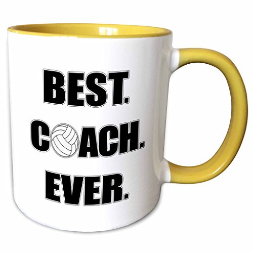 3dRose 195231_8 Volleyball Best Coach Ever, Yellow Mug 11 oz