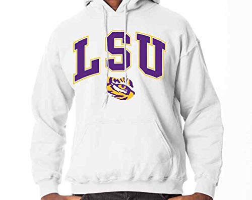 Campus Colors NCAA Adult Arch Logo Gameday Hooded Sweatshirt LSU Tigers - White X-Large Campus Colors NCAA Adult Arch Logo Gameday Hooded Sweatshirt LSU Tigers - White X-Large