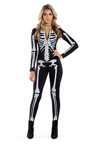 Tipsy Elves Womens Skeleton Halloween Costume Body Suit Small Black