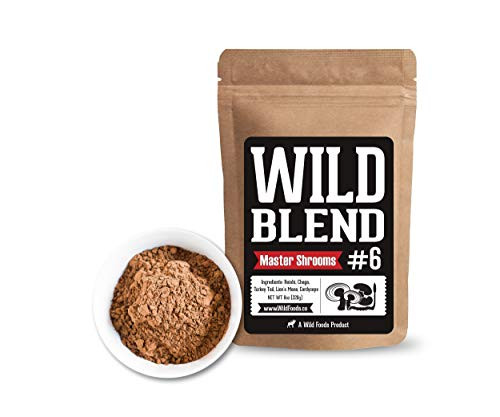 Wild Mushroom Extract Blend Reishi Chaga Cordyceps Turkey Tail Lions Mane Supplement for Smoothies Shakes Coffee  Small-Batch Nootropic Mental Performance Master Blend 8 oz