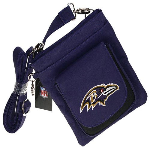 NFL Baltimore Ravens Crossbody Handbag Womens- Embroidered Logo by Little Earth NFL Baltimore Ravens Crossbody Handbag Womens- Embroidered Logo by Little Earth