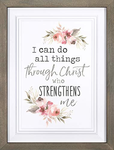 P_ Graham Dunn I Can Do All Things Floral Pink 16_5 x 12_5 Pine Wood Decorative Framed Art Sign
