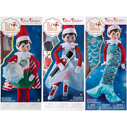 Elf on The Shelf Claus Couture Fantasy 3-Pack Scout Elf Superhero Girl Snowy Sugar-Plum Duo and Merry Merry Mermaid Elf on The Shelf Claus Couture Fantasy 3-Pack Scout Elf Superhero Girl Snowy Sugar-Plum Duo and Merry Merry Mermaid
