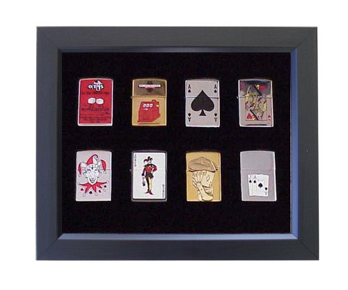 Tiny Treasures LLC_ Black Zippo Lighter Display Frame for 8 Zippo Lighters Not Included