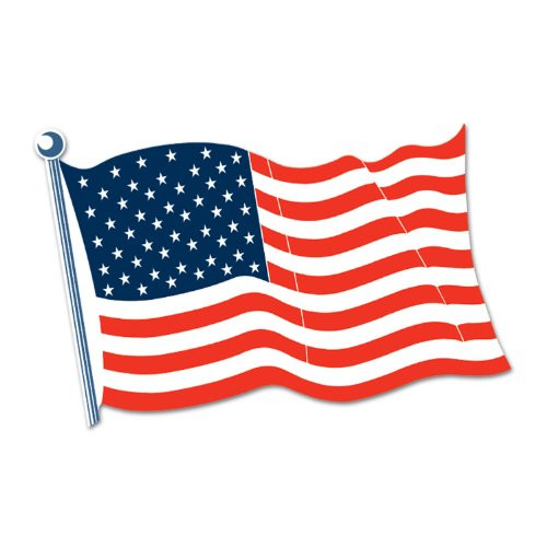 Beistle 55845-18 24-Pack American Flag Cutouts, 18-Inch