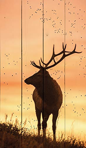 P_ Graham Dunn Elk Sunset Western Country 12-Gauge 24 x 14 Pine Wood Pallet Decor Sign