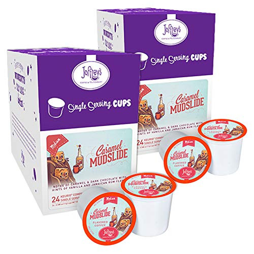 Joffreys Coffee - Caramel Mudslide Flavored Coffee Artisan Medium Roast Arabica Coffee Beans Caramel Dark Chocolate Vanilla   Rum Flavor Keurig 2_0 Compatible Single Serve Cup 48 Count