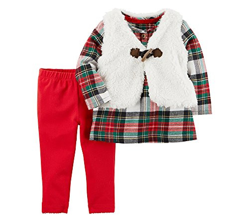 Carters Baby Girls 3 Piece Little Vest Set Red 3 Months