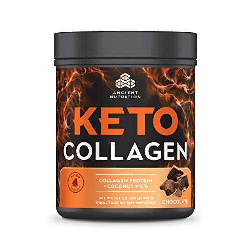 Ancient Nutrition KetoCOLLAGEN Powder Keto Diet Supplement Types I and III Collagen Plus Coconut MCTs Chocolate Flavor 22 Servings 16_4 oz