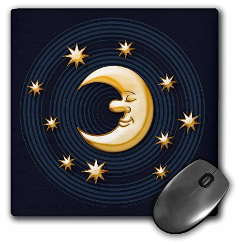 3dRose LLC 8 X 8 X 0.25 Inches Moon with Stars Around on Black Background Mouse Pad (mp_24306_1)