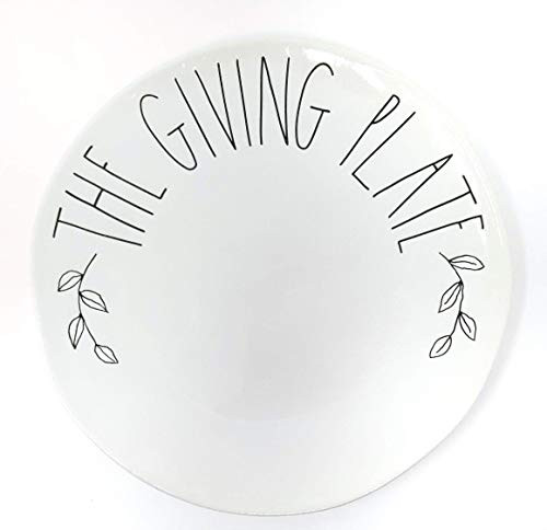 Rae Dunn by Magenta unique with perfect imperfections_ THE GIVING PLATE serving platter ceramic beige black LL 11