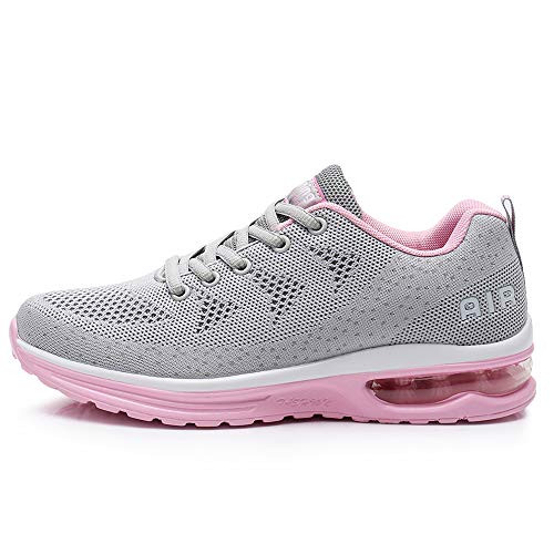QAUPPE Womens Fashion Lightweight Air Sports Walking Sneakers Breathable Gym Jogging Running Tennis Shoes Pink US 8_5 BM