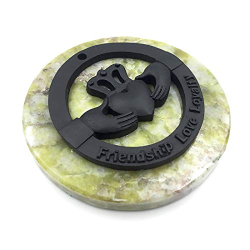 Irish Peat Claddagh on Connemara Marble Paperweight