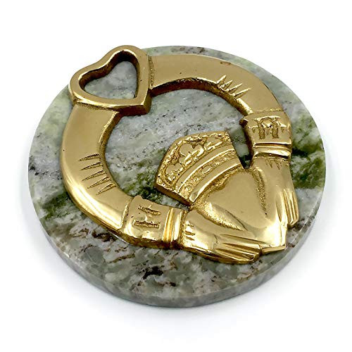 Connemara Genuine Irish Marble Paperweight wCladdagh and Heart
