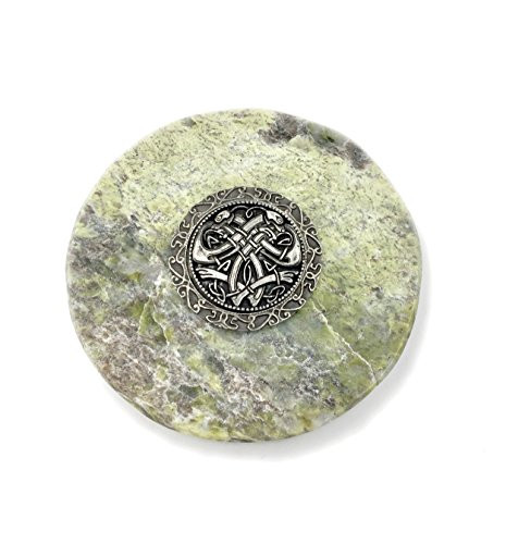 2 Celtic Serpents Medallion on Connemara Marble Paperweight