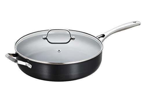EPPMO 5 Qt Hard-Anodized Aluminum Jumbo Cooker with lid Nonstick Saute Pan Stainless Steel Handle Dishwasher   Oven Safe