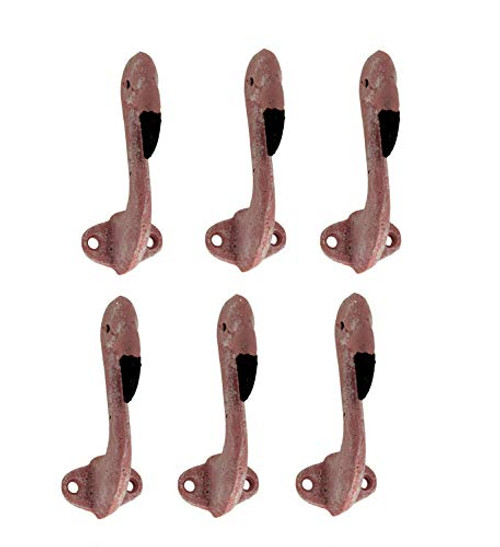 Chesapeake Bay Ltd Cast Iron Tropical Pink Flamingo Wall Hooks Set of 6