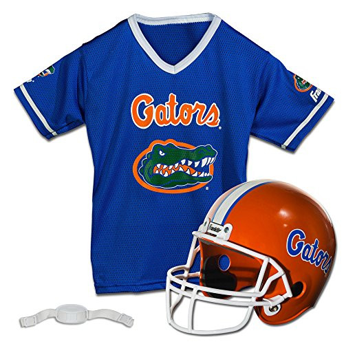 Franklin Sports Florida Gators Kids College Football Uniform Set - NCAA Youth Football Uniform Costume - Helmet Jersey Chinstrap Set - Youth M