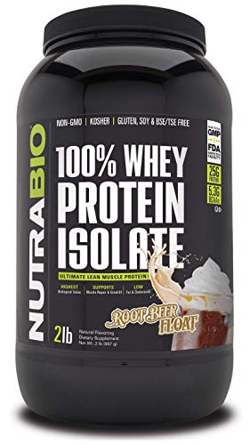 NutraBio 100 Whey Protein Isolate Root Beer Float 2 Pounds