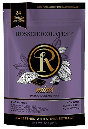 Ross Chocolates Sugar Free Gourmet Dark Chocolate Mini Thins Keto and Diabetic Friendly Original