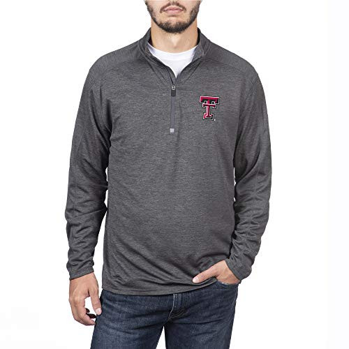 Top of the World Texas Tech Red Raiders Mens Dark Heathered Poly Half Zip Pullover Large