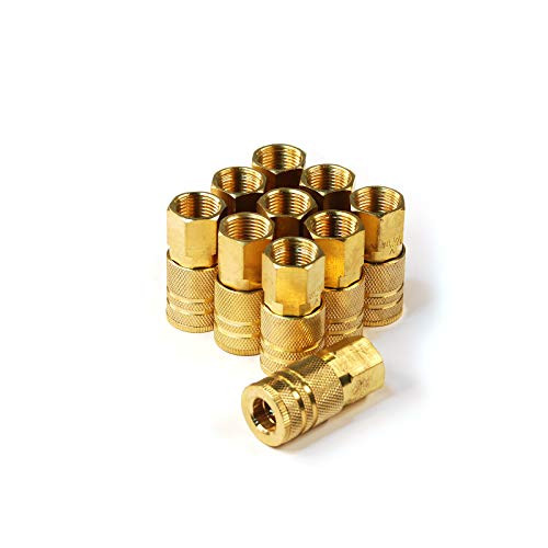 Primefit IC1438FB6-B10-P 10-Pack 6-Ball Industrial Coupler Brass 14-Inch x 38-Inch NPT Female BULK