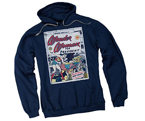 DC Comics Wonder Woman for President Adult Hoodie Sweatshirt Large Navy