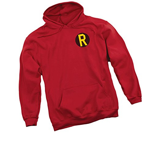 DC Comics Classic Logo - Robin Adult Hoodie Fleece Sweatshirt Medium Red