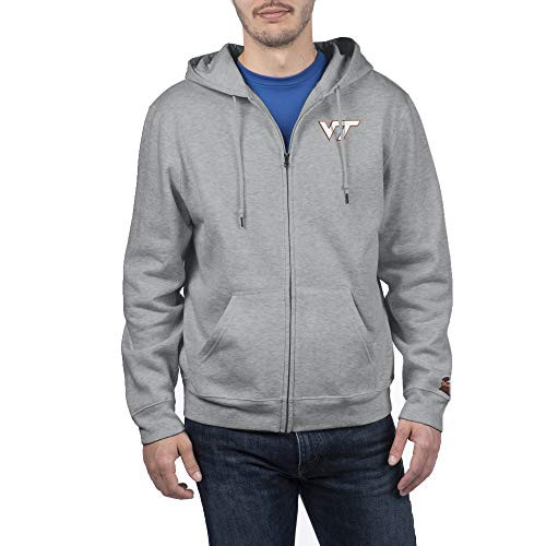 Top of the World Virginia Tech Hokies Mens Gray Applique Icon Zip Up Hoodie Sweatshirt Large