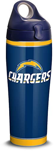 Tervis NFL Los Angeles Chargers - Touchdown Stainless Steel Insulated Tumbler with Navy with Gray Lid 24 oz Water Bottle Silver