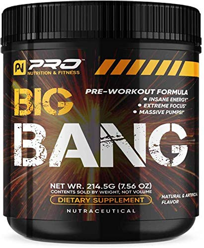 Big Bang Pre-Workout Supplement  High Caffeine Pre-Workout Powder - Nitric Oxide Booster  Natural Energy and Power Supplement for Men  Enriched with Calcium Vitamin B and L-Citrulline Malate