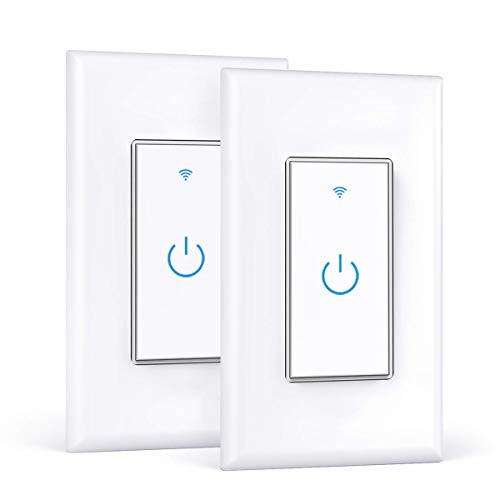 Double Smart Switch Smart Home Light Switch Dual WiFi Wall Switch Single PoleNeeds Neutral Wire Compatible with Alexa Google Assistant IFTTT