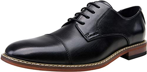 VOSTEY Mens Dress Shoes Black Cap Toe Oxford Shoes for Men Formal Shoes Business Casual Derby Shoes 11_5Black