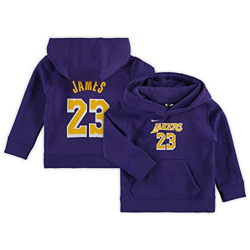 NBA Toddler Essential Player Name and Number Fleece Pullover Sweatshirt Hoodie 4T Lebron James Los Angeles Lakers Purple