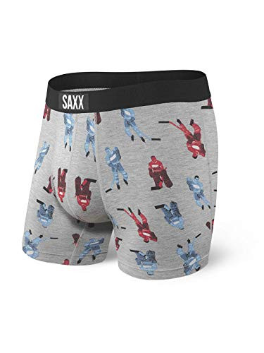 Saxx Underwear Mens Boxer Briefs  Vibe Mens Underwear  Boxer Briefs with Built-in Ballpark Pouch Support  Underwear for MenGrey Table HockeyLarge