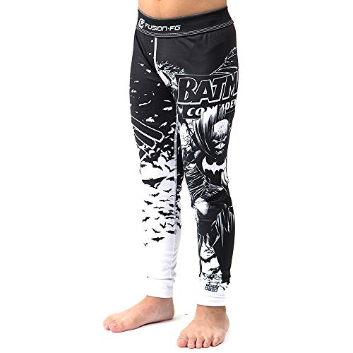 Fusion Fight Gear Batman Confidential Noir Kids BJJ Spats Compression Pants Small