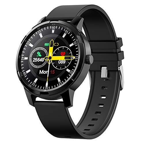 Smart Watch Fitness Tracker with Heart Rate Monitor Activity Tracker Blood Pressure Sleep Monitor Step Counter Smartwatch IP68 Waterproof Pedometer Dark Black